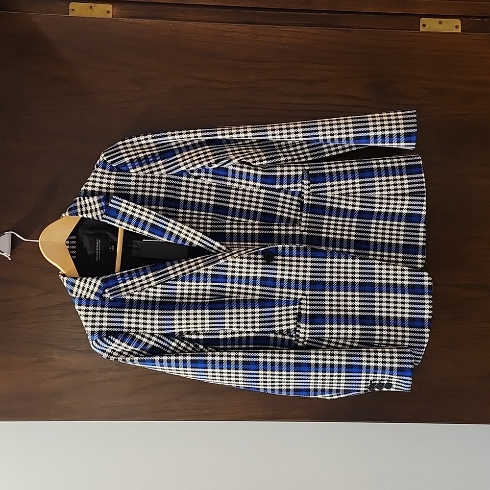 Banana republic long & lean plaid blazer